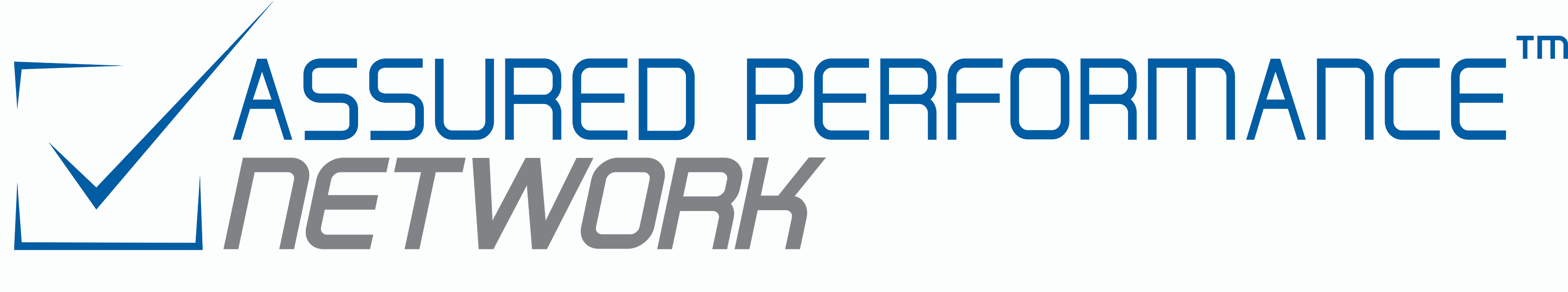 Logo with a blue checkmark beside the words Assured Performance in blue and Network in gray, all in modern, bold font on a white background—ideal for a Certified auto body shop in southern Indiana.